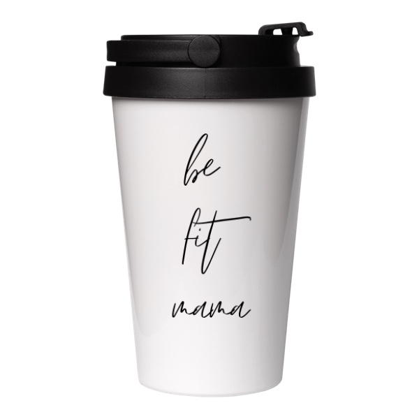 Cestovný nerezový hrnček s potlačou Be fit mama 3