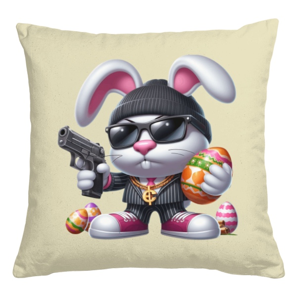 Polštář bavlněný  s potiskem Gangsta Velikonoční zajíček polštář