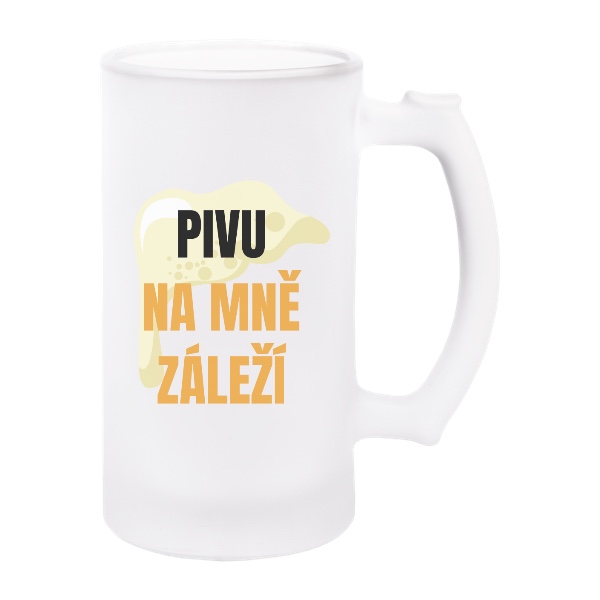 Korbel na pivo - matné sklo s potiskem Pivu na mne záleží krýgl