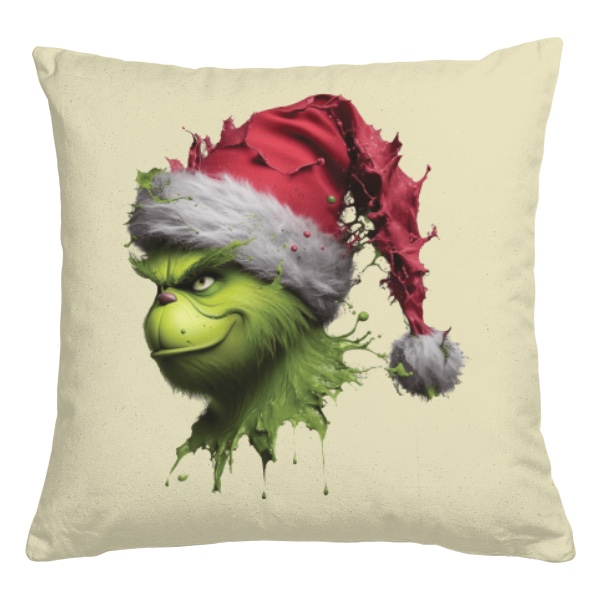 Vankúš bavlnený s potlačou Rozprskaný Grinch polštář