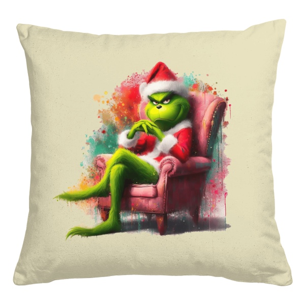 Usměvavý Grinch v křesle art