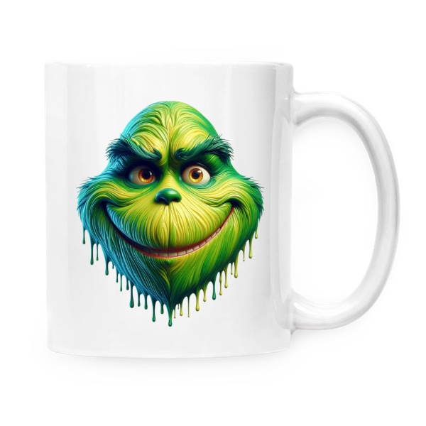 Hrnek malý bílý s potiskem Usmívající se Grinch obličej hrnek